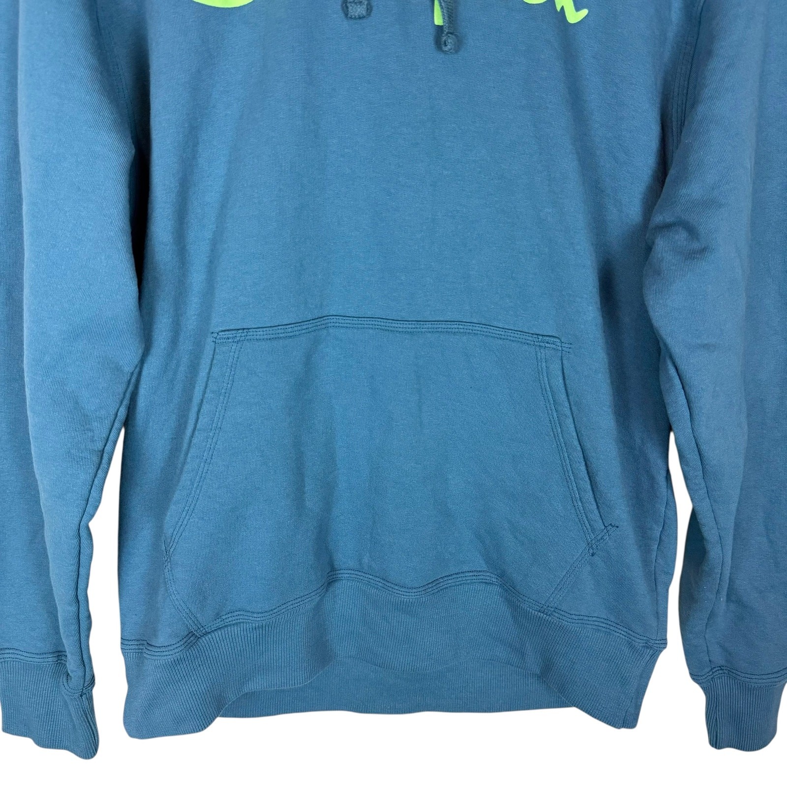 Champion Powerblend Hoodie Men’s Blue Cotton Fleece Lined Logo Drawstring