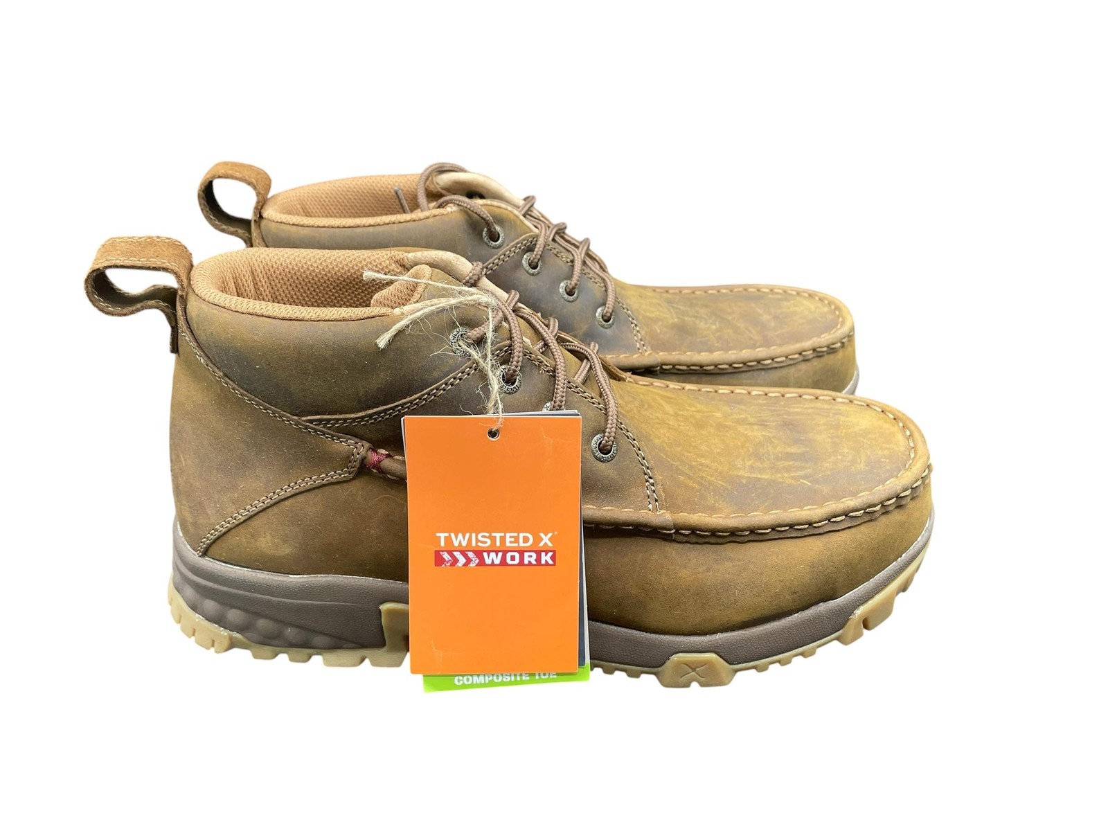Twisted X Men Work Boot Safety MXCC002 CellStretch Distressed Saddle Size 9.5 W