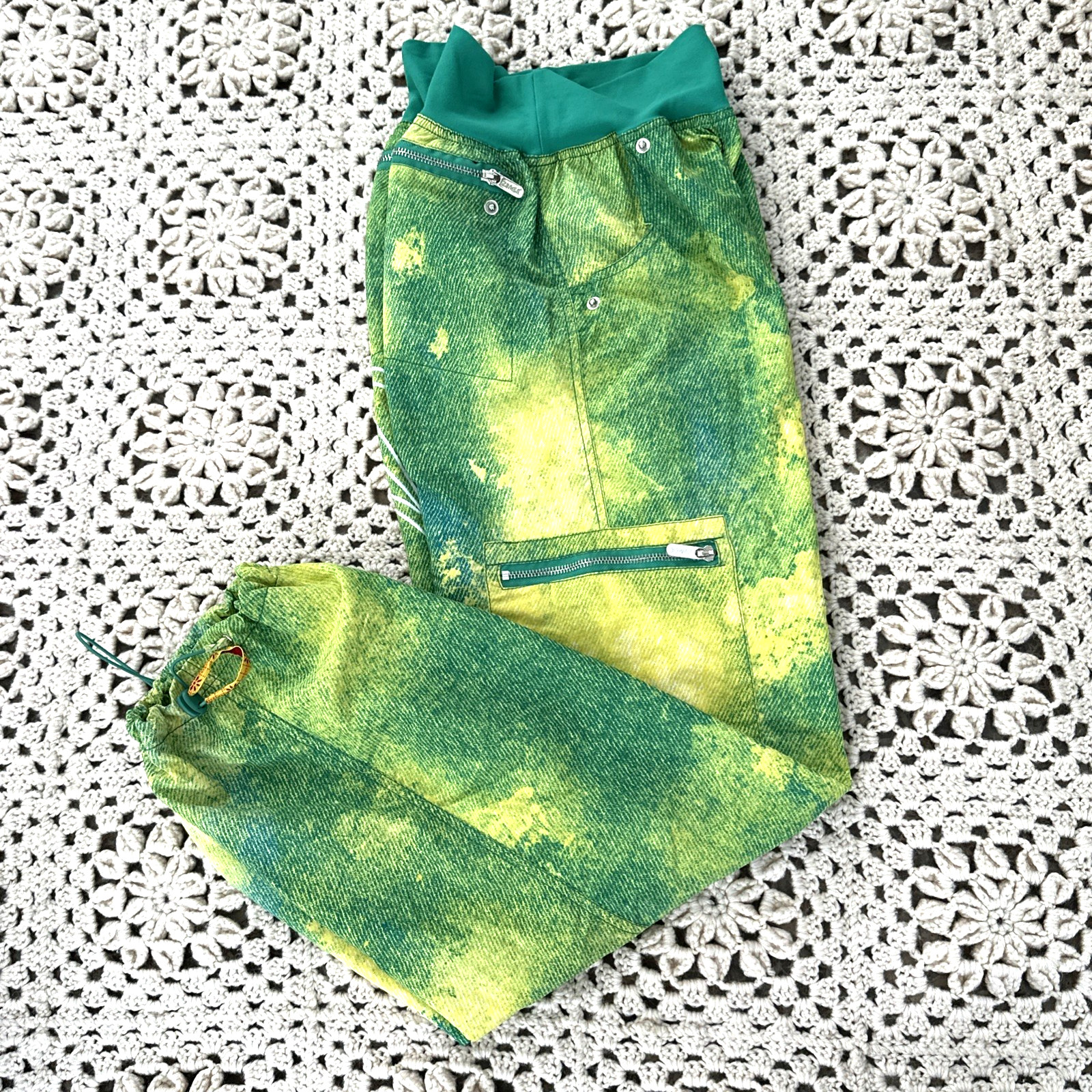Zumba Pants Womens Green Cargo Parachute Adjustable Ankle Strap XS