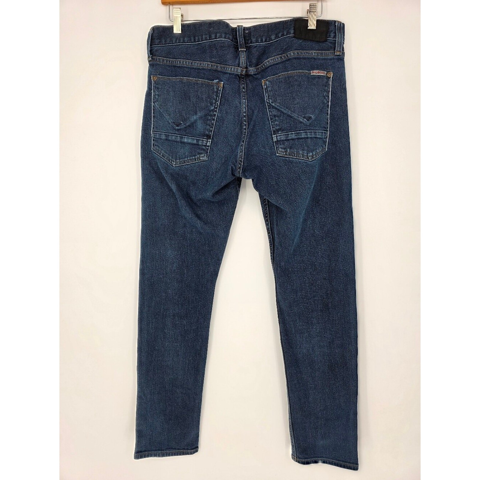Hudson Blake Slim Straight Selvedge Button Fly Jeans Men 34×31 Dark Wash