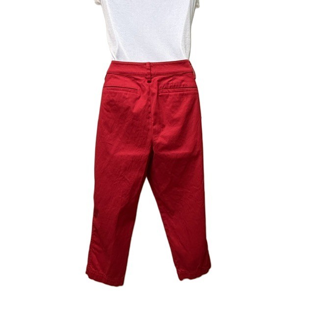 TALBOTS Slim Perfect Cropped Pants Petite Sz 12P Red Chino Style Cotton Spandex