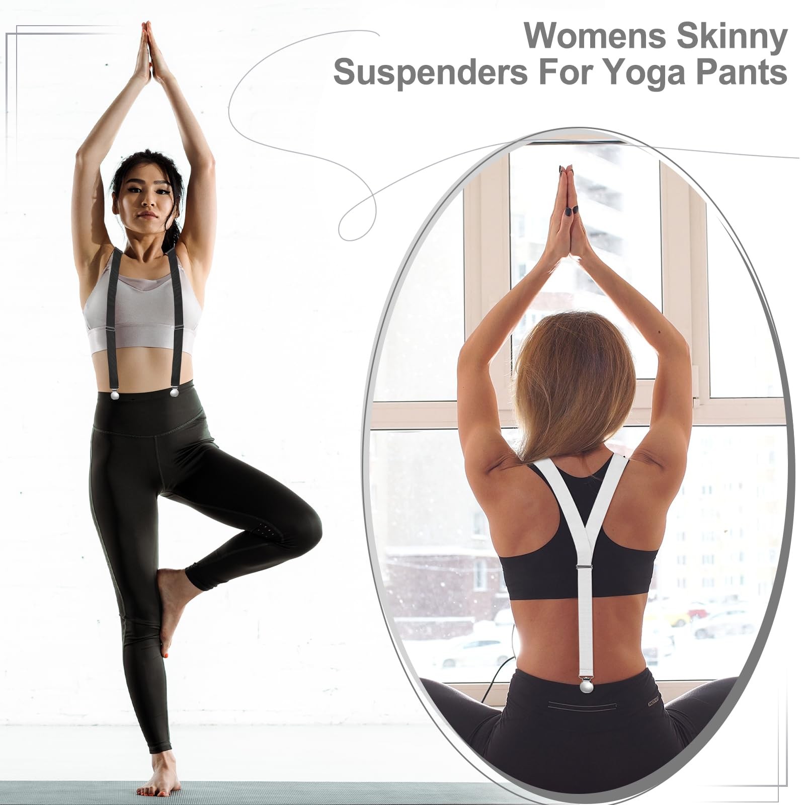 Sintege 4 Pcs Thin Y Women Suspenders 1″ 1/2″ Ladies 1/2 Inch, Multicolor