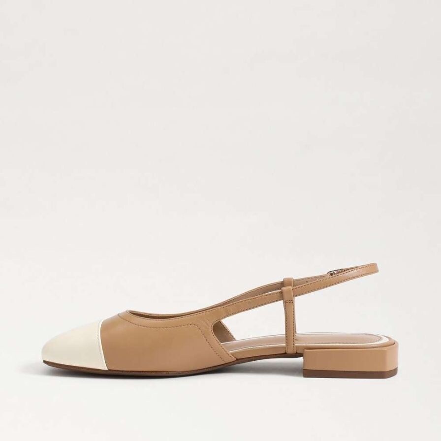 New Sam Edelman Kara Tan/Porcelain White Slingback Flats I7672M1900 US 7 Medium