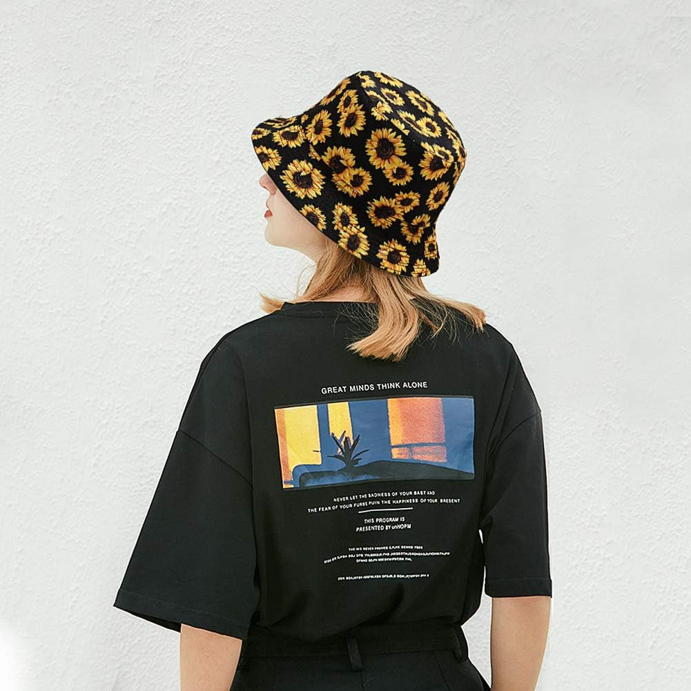 Unisex Bucket Hat Beach Sun Hat Aesthetic Fishing Hat for Men Women Teens, Rever