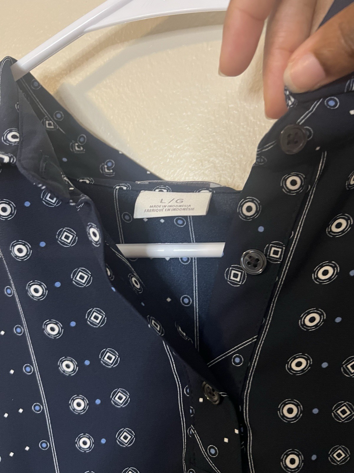 Van Heusen Navy Geometric Lightweight Blouse