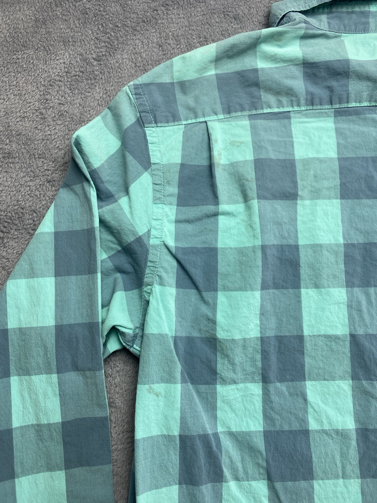 Old Navy Teal/Blue/Green Plaid Button Down Shirt Mens Regular Sz L