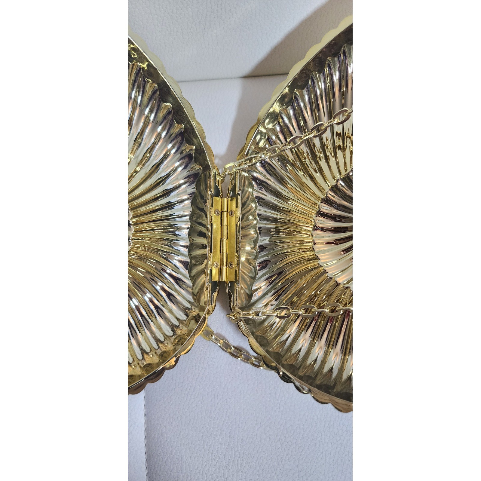 Gold Nautilus Seashell Hard Shell Clutch Crossbody Bag Evening Minaudiere