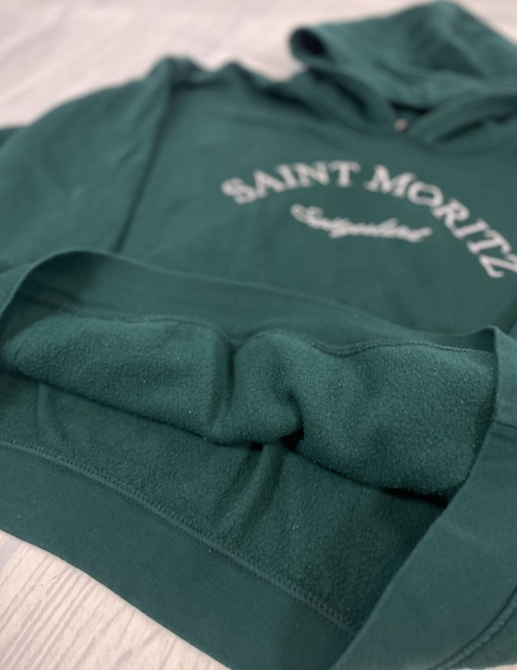Saint Moritz Switzerland Emerald Green Pullover Hoodie Adult Size L H&M Divided