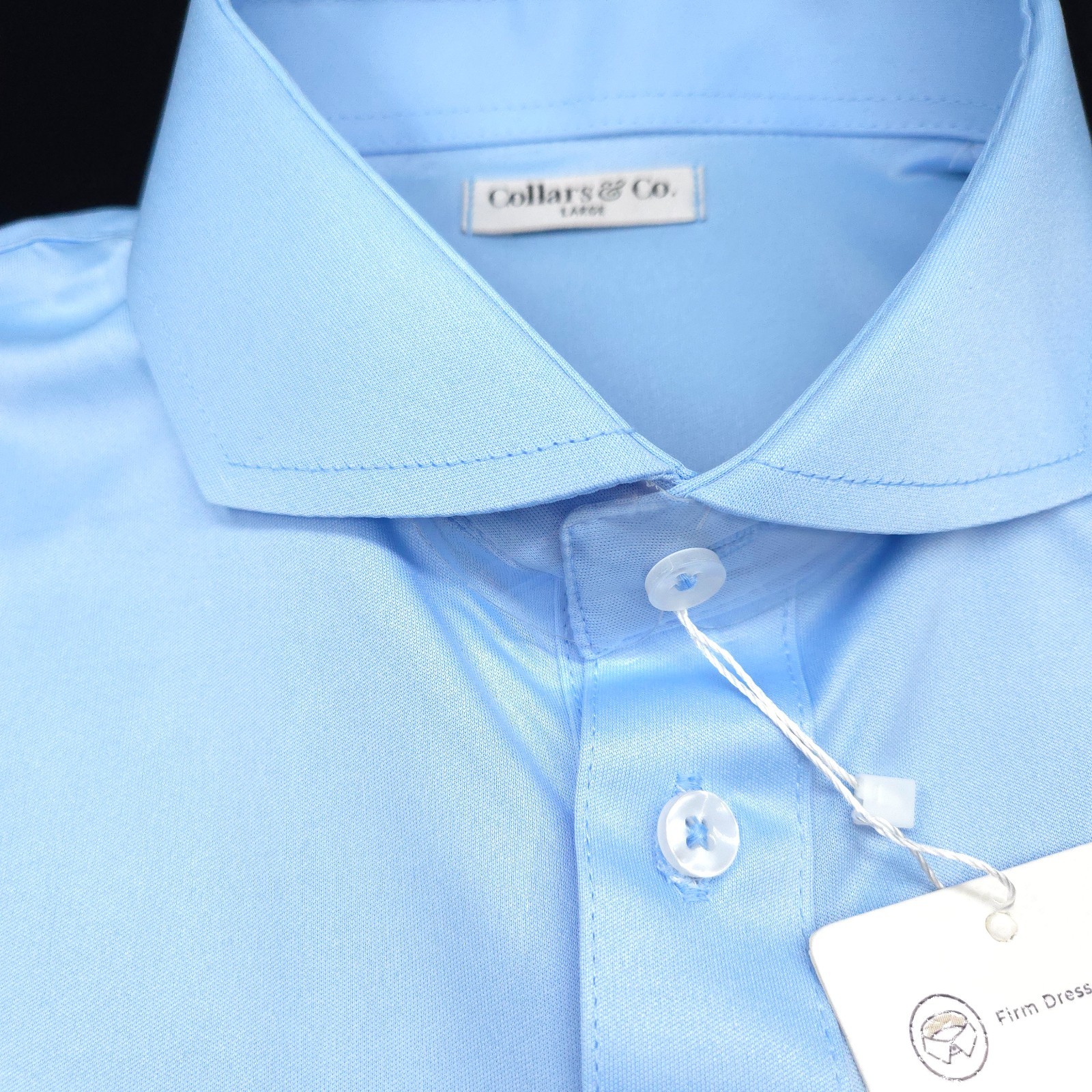 Collars & Co Performance Polo Shirt -L- BLUE LIGHTWEIGHT POLY Dress Collar -GOLF