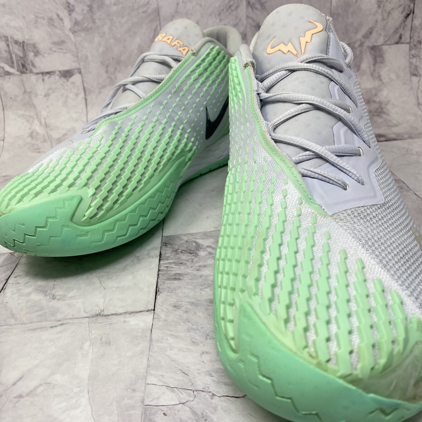 Nike Zoom Vapor Cage 4 Grey Green Glow Rafa Nadal Tennis Court Shoe Mens Sz 13 M