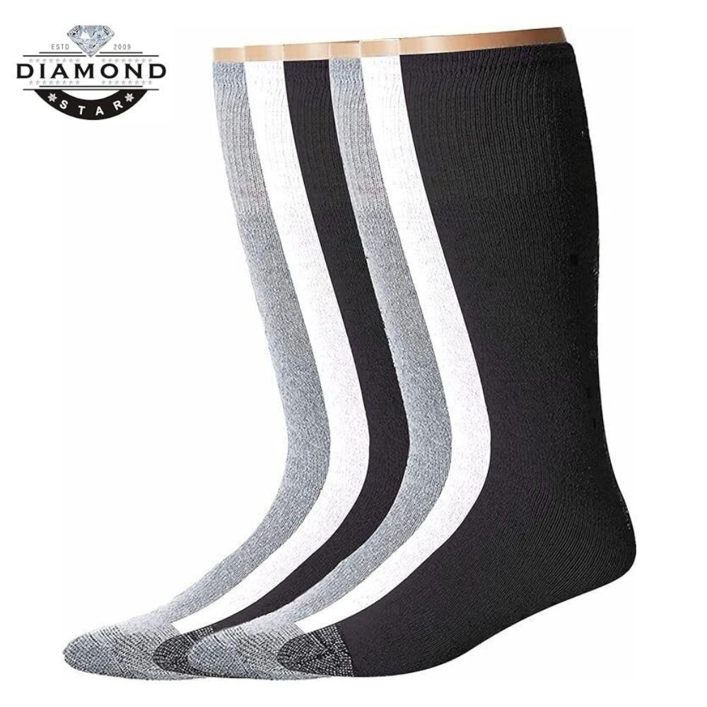 6 Pairs Men’s Over The Calf Tube Socks Athletic Sports Cotton Socks Big & Tall