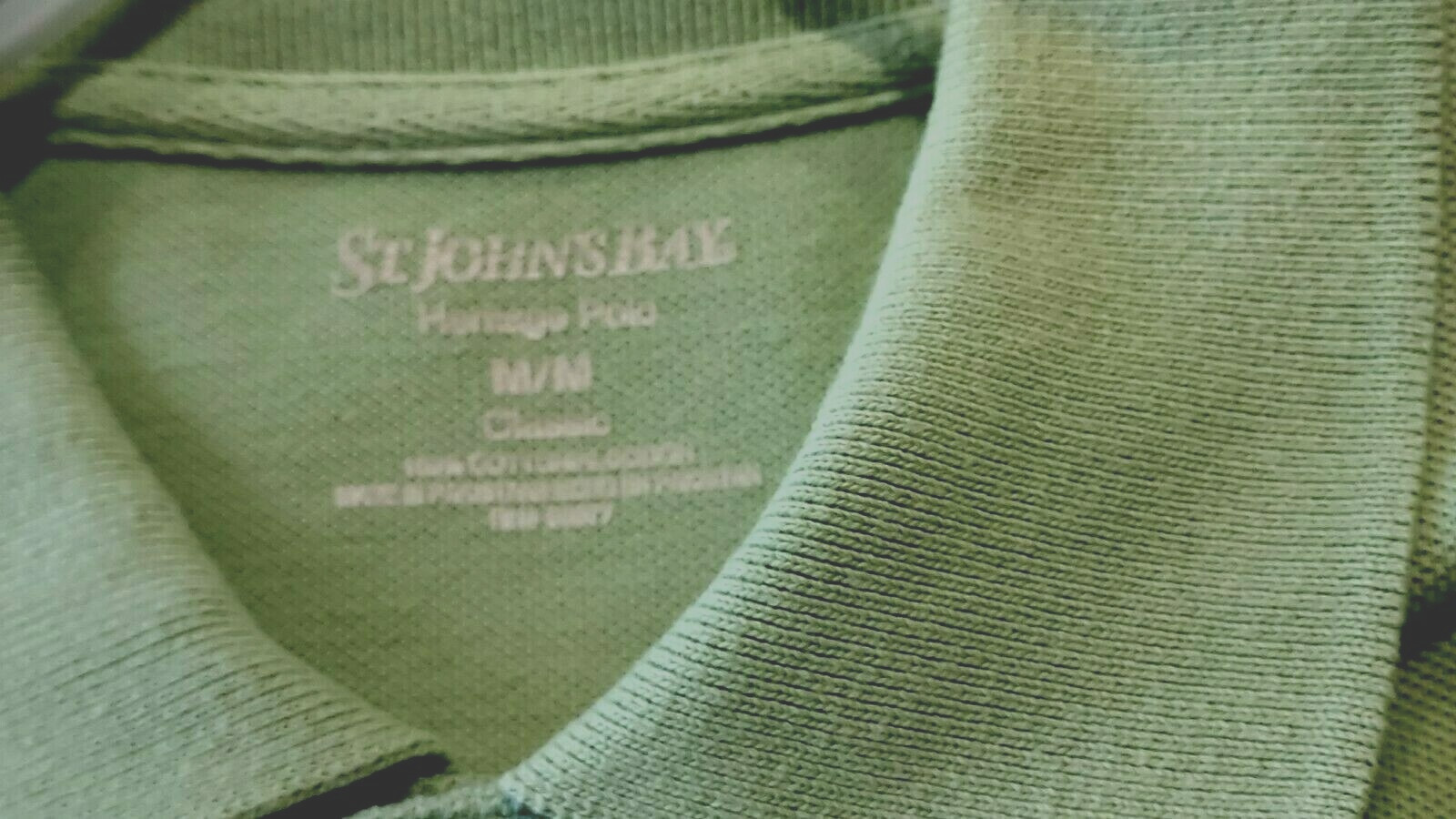 St John’s Bay “Heritage Polo” Men’s SS Knit Shirt Sz Med.,100% Cotton, Lt. Green
