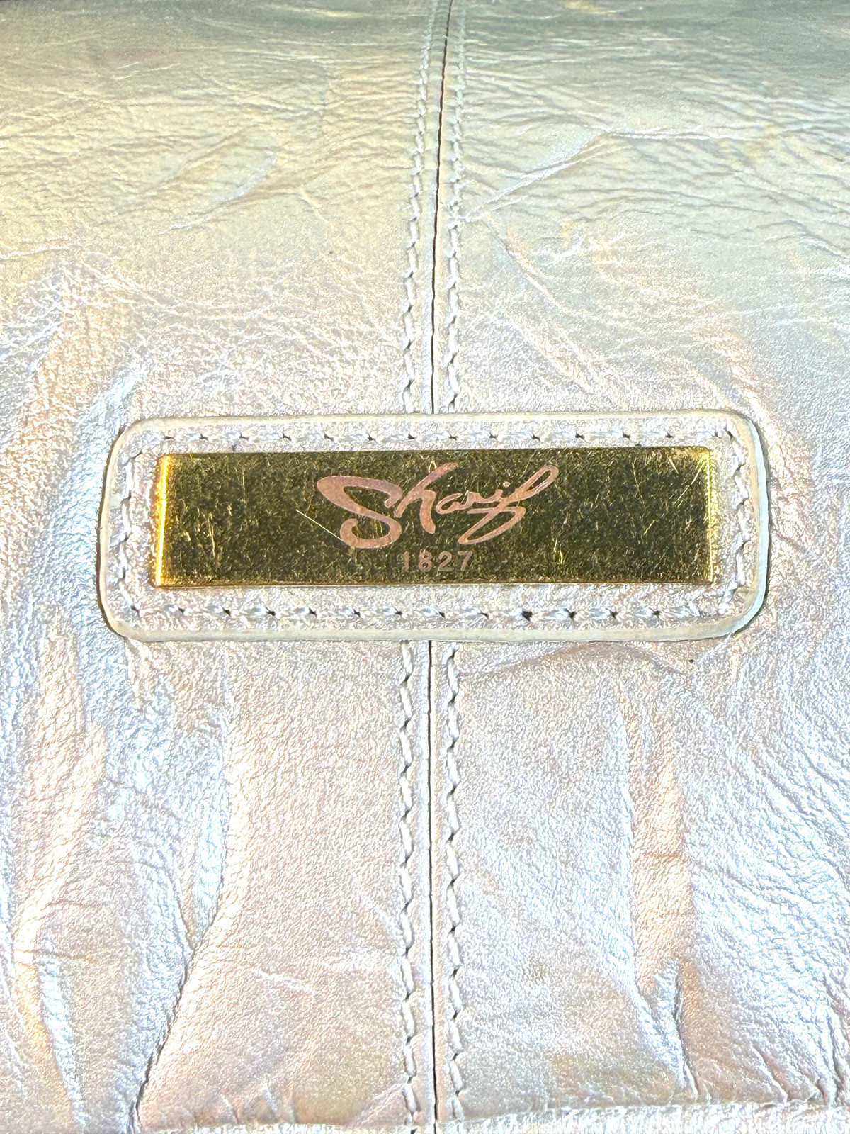 Sharif Rare SAMPLE Metallic Champagne Goatskin Fringe Leather Shoulder Bag