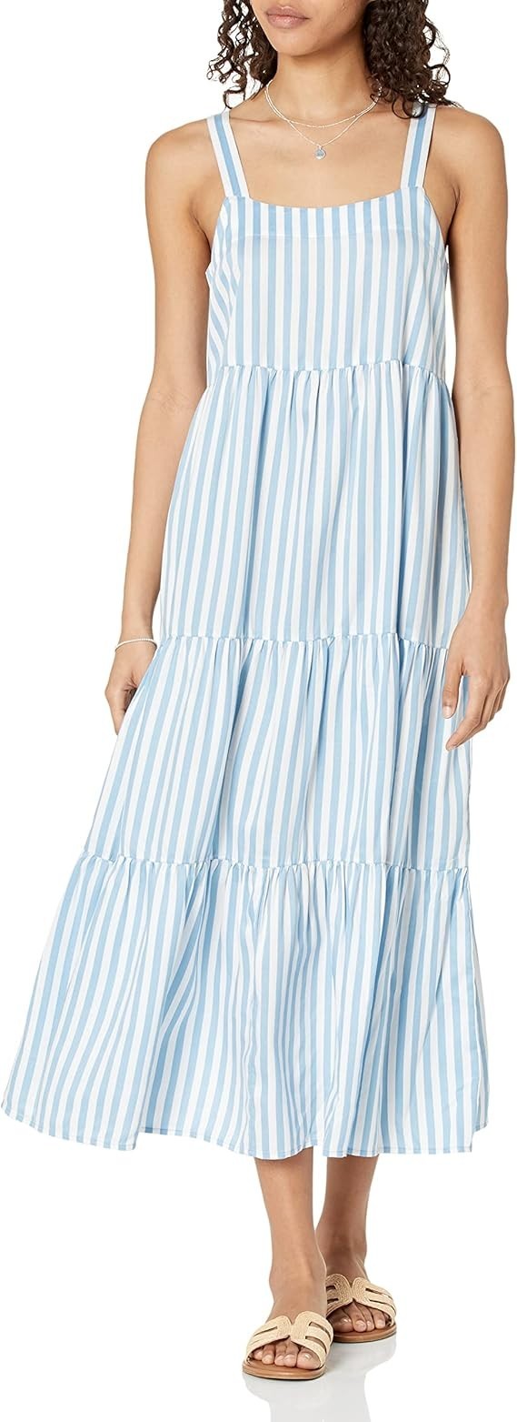 The Drop Womens Britt Dress Navy Stripe XSmall NWT