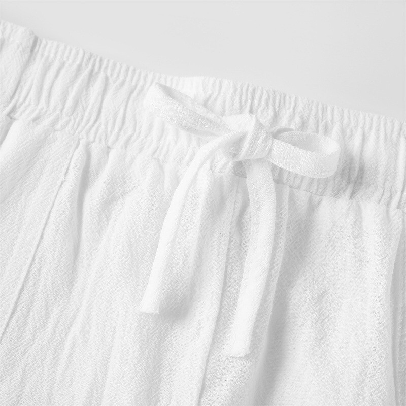 Mens Cotton Linen Loose Pants Solid Color⭐Casual Baggy Summer Beach Trousers
