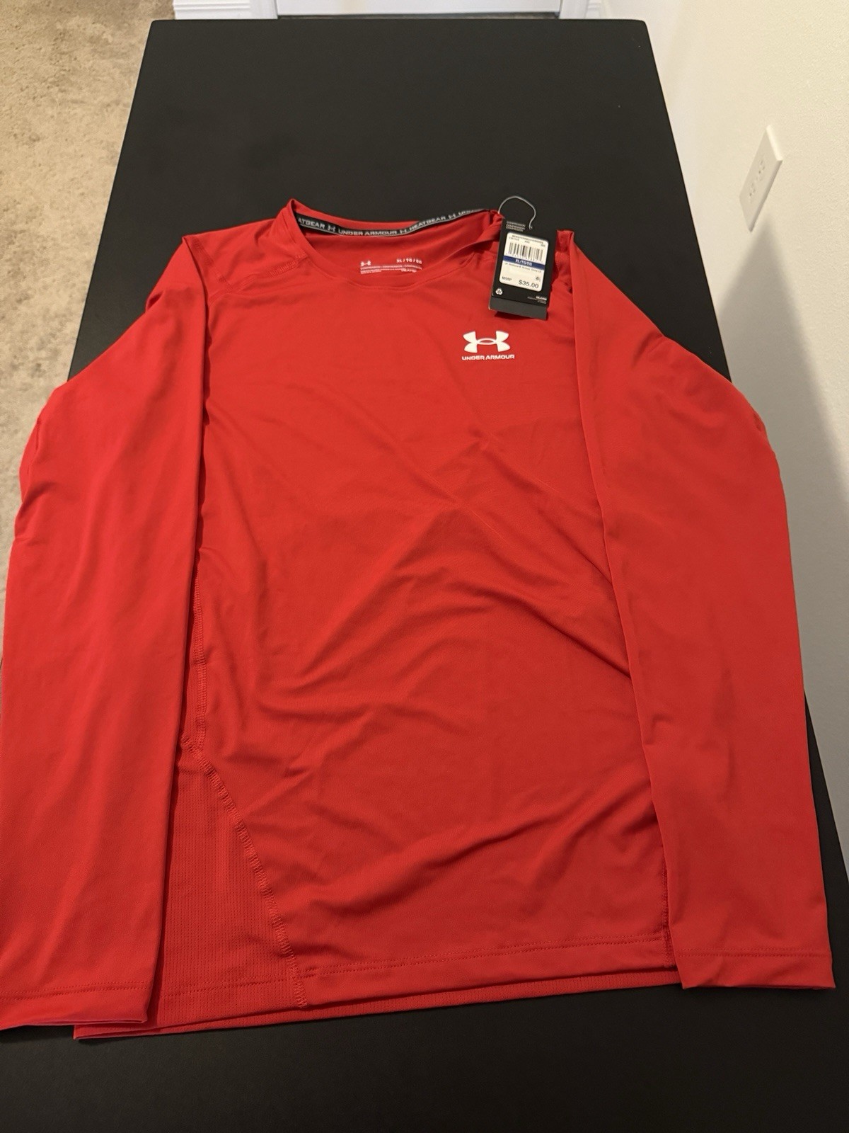Under Armour HeatGear Compression Shirt Red Long Sleeve Men’s XL NWT Free Ship