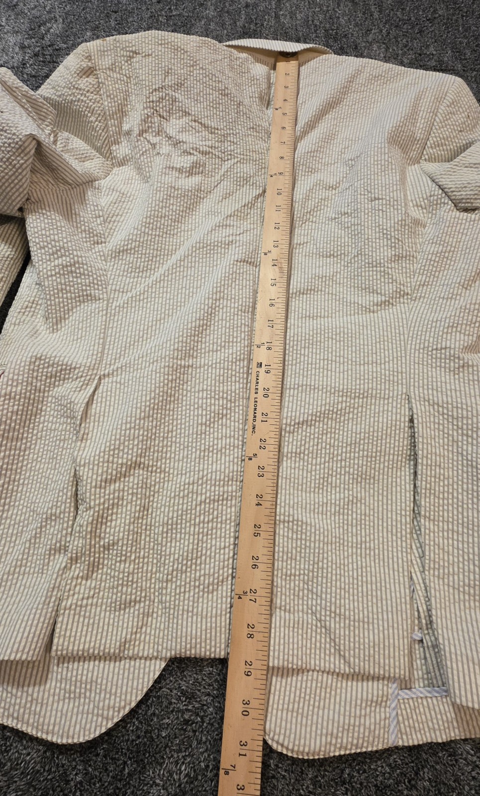 Haspel 2 Piece Seersucker Suit Tan Bisque White Men 46R 34×30 Old Money Southern