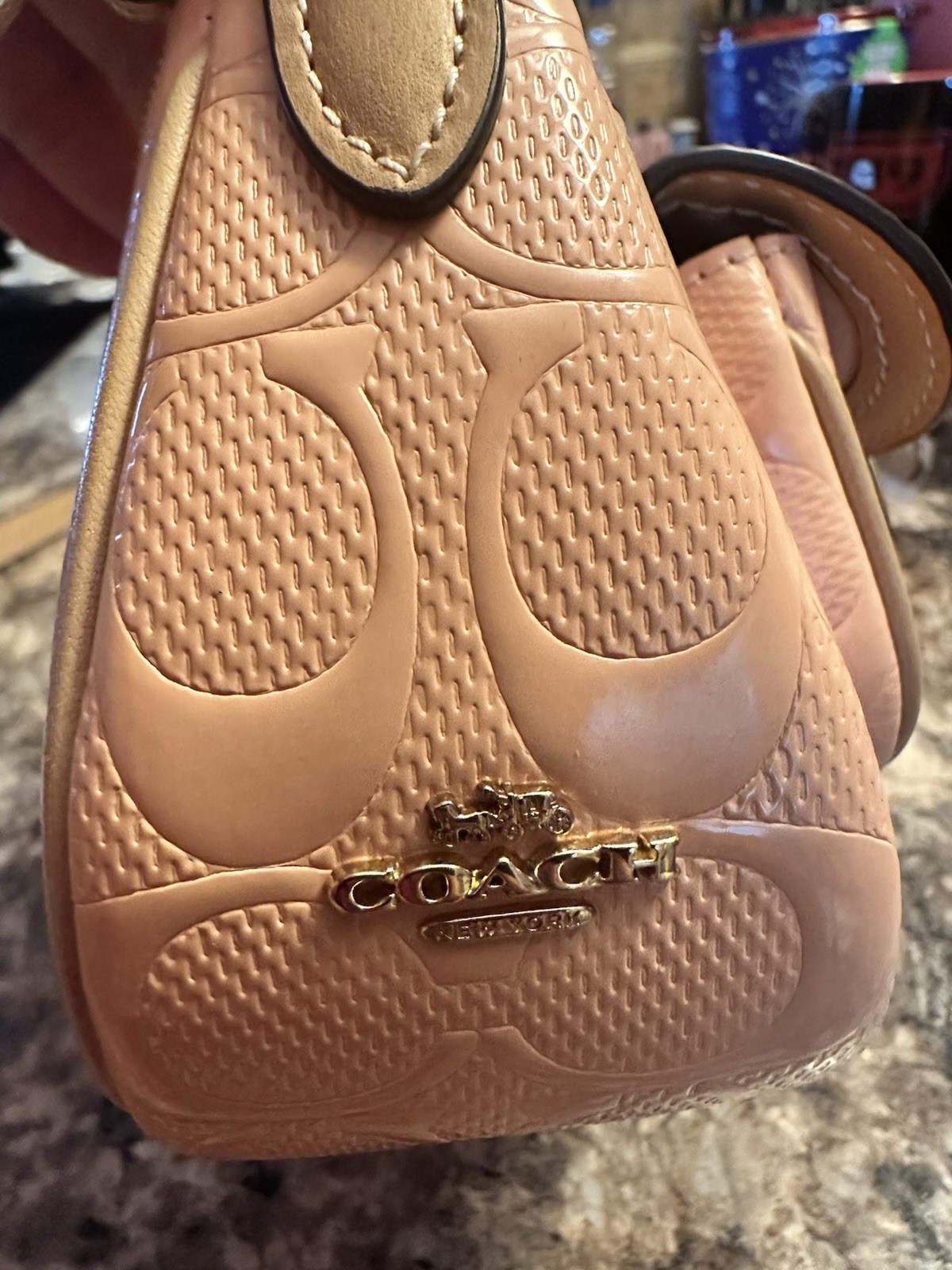 NWT Coach Ashton Mini Shoulder Bag In Signature Leather Faded Blush/Gold CEN11