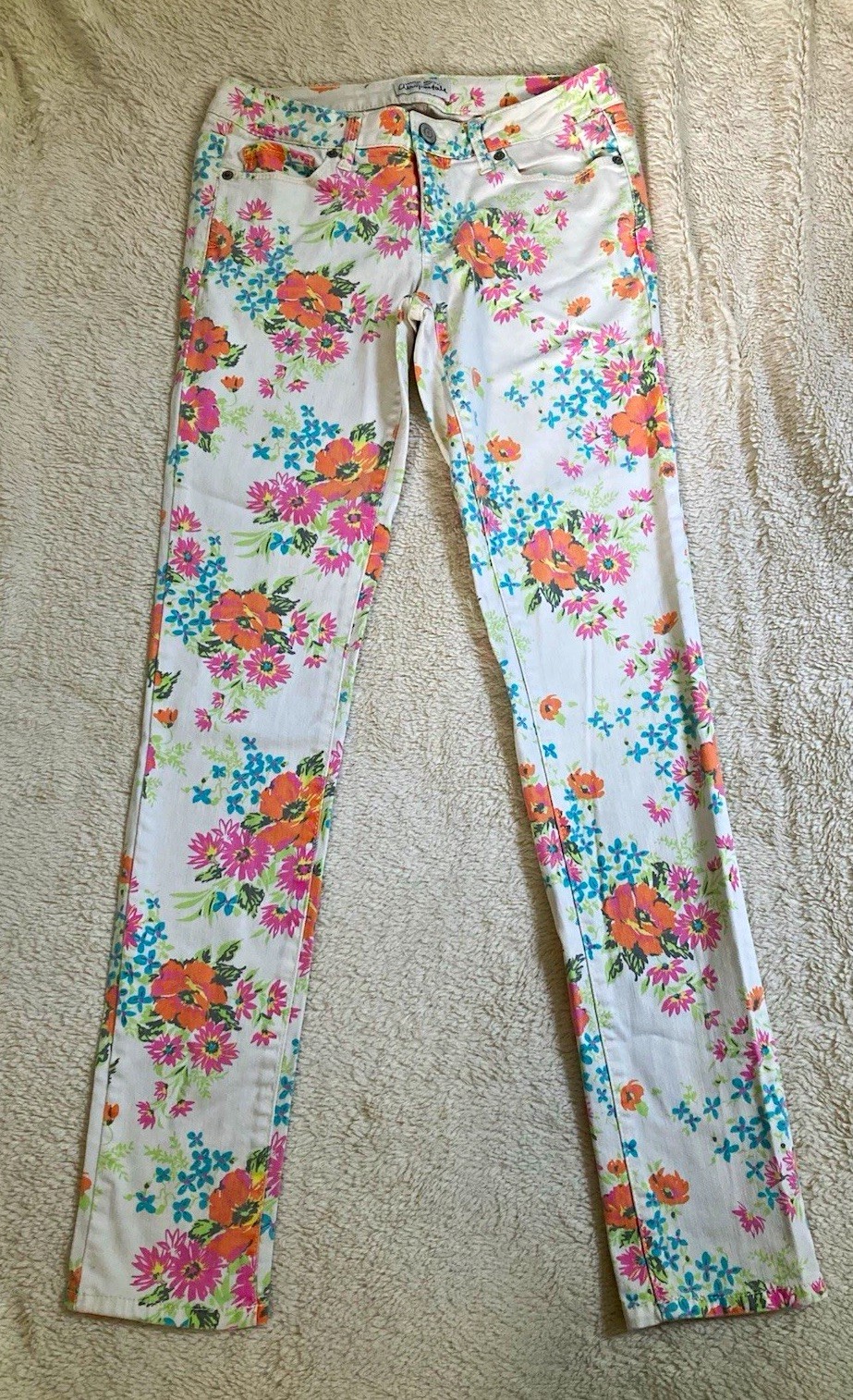 Aéropostale Y2K Floral Skinny Denim Ashley Jeans White Women’s 5-Pocket Reg