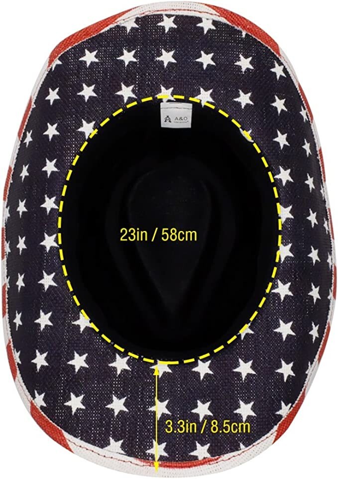 American Flag Cowboy Hat, Bright Red, White, Blue Western USA Shape-It Brim