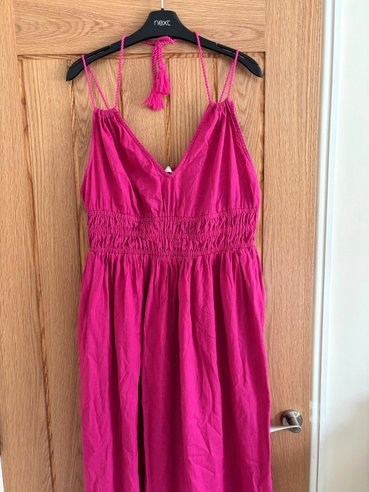 Accessorize Magenta Pink Cotton Long Midi to Maxi Length Dress, Size L, 16-18
