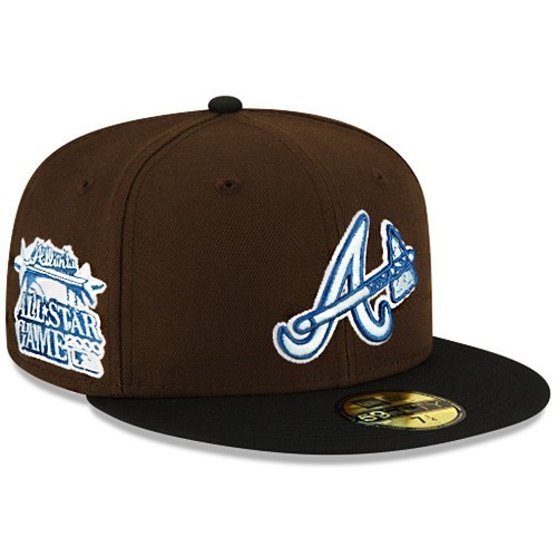 New Era Atlanta Braves Fitted Hat MLB 2000 ASG Side patch Walnut Black 2Tone Cap