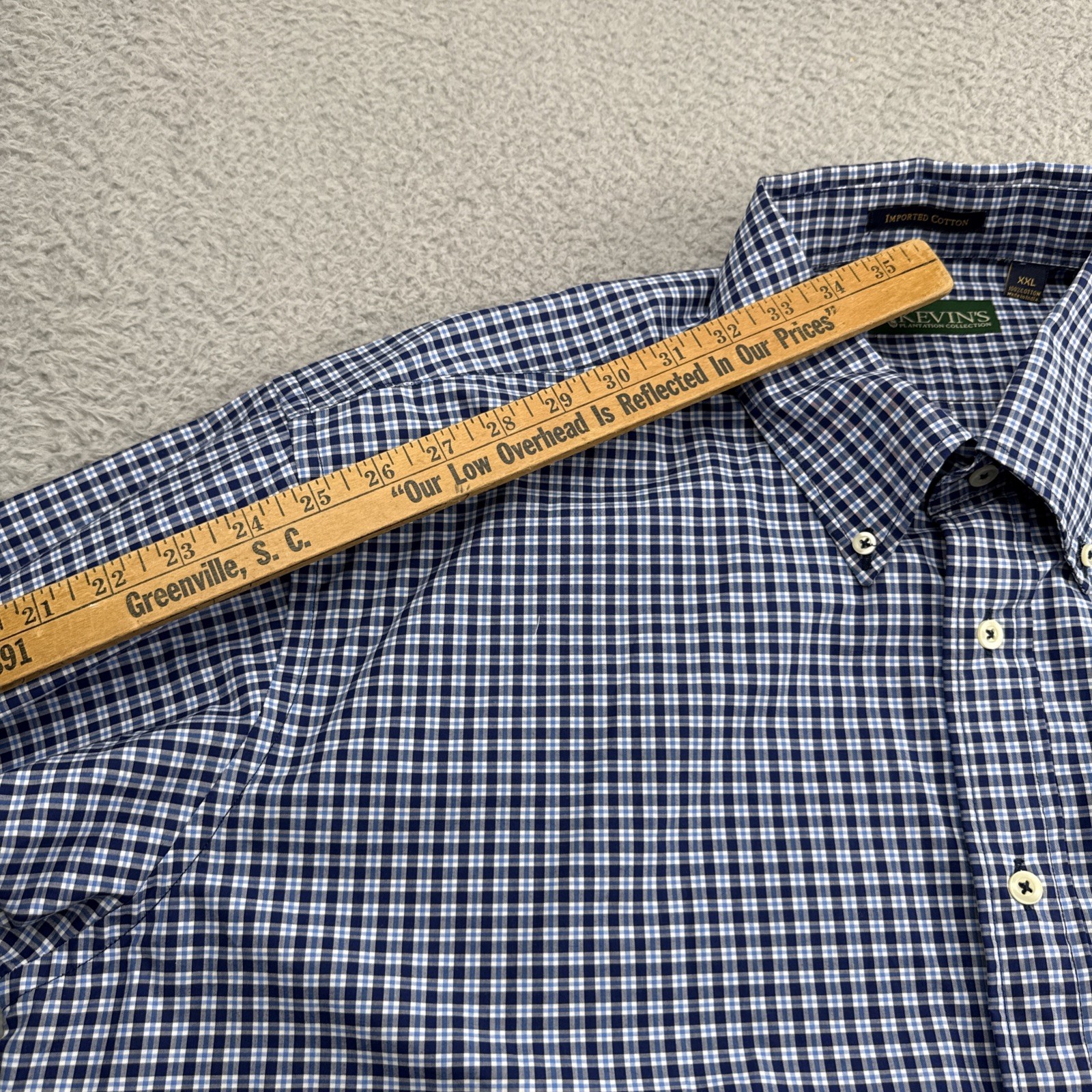 Kevin’s Plantation Collection Mens XXL 2XL Cotton Plaid L/S Classic Button-Down