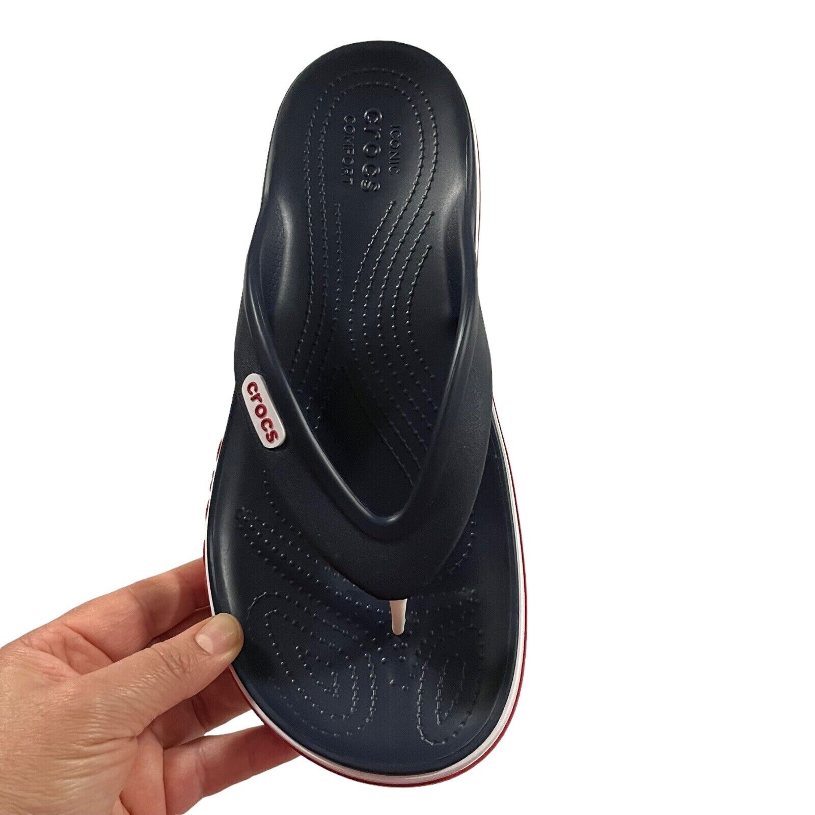 Crocs Bayaband Mens Flip Flop Sandal Sz 10 Navy Blue Water Friendly Lightweight