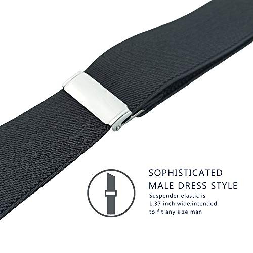 Suspenders for Men, Adjustable Suspenders with Elastic Straps Y-Back Large Grey