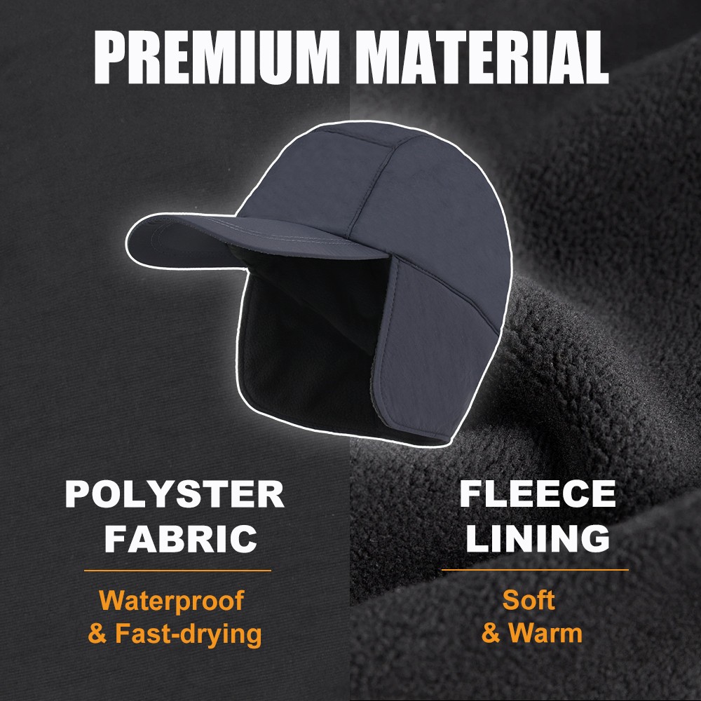 Winter Thermal Baseball Cap with Ear Flaps Warm Fleece Hat for Outdoor Men Women