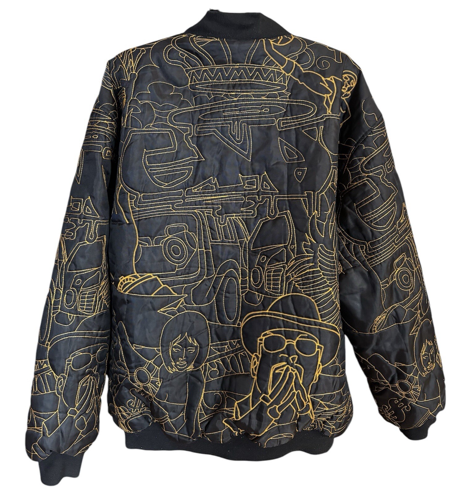 Give Me Face Mens 3X Full Zip Embroidery Jacket Boho Jazz Art Modern Eclectic