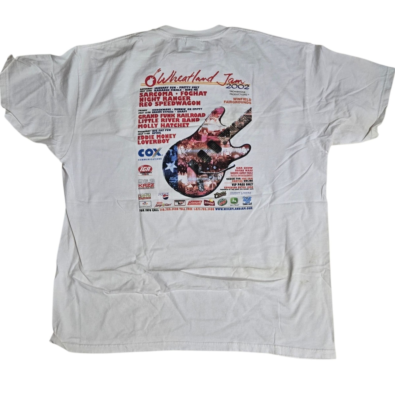 Wheatland Jam 2002 Graphic T Shirt White 2X Winfield KS Music Festival Vintage