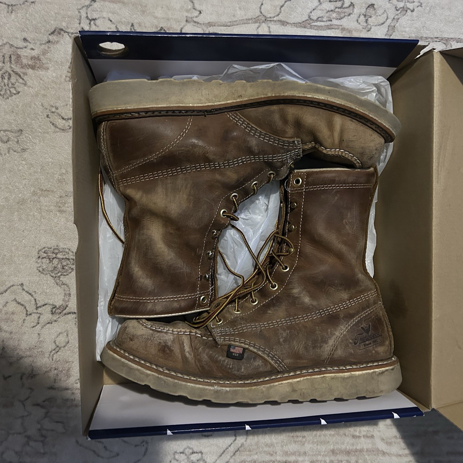 Thorogood Brown Leather Lace-Up 8” Waterproof Moc Toe Wedge Boot Men 11 EE