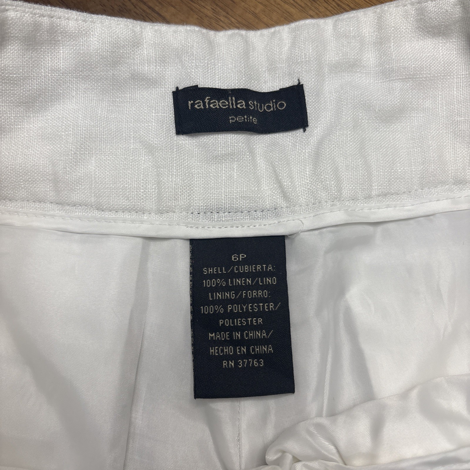 Rafaella Studio Sz 6P 100% Linen Straight Leg Classic Fit White Pants