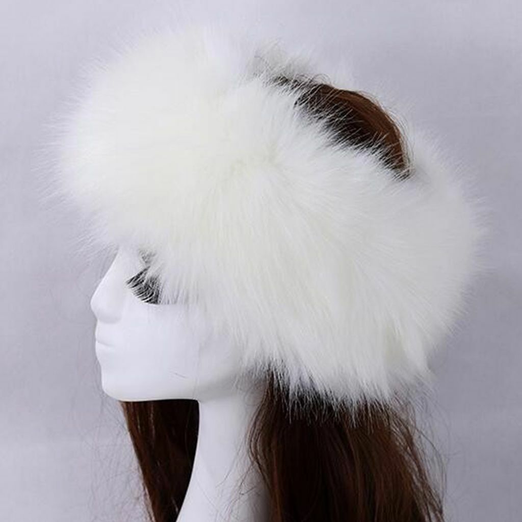 Women Russian Faux Fox Fur Hat Headband Fluffy Winter Earwarmer Ski Outdoor Cap
