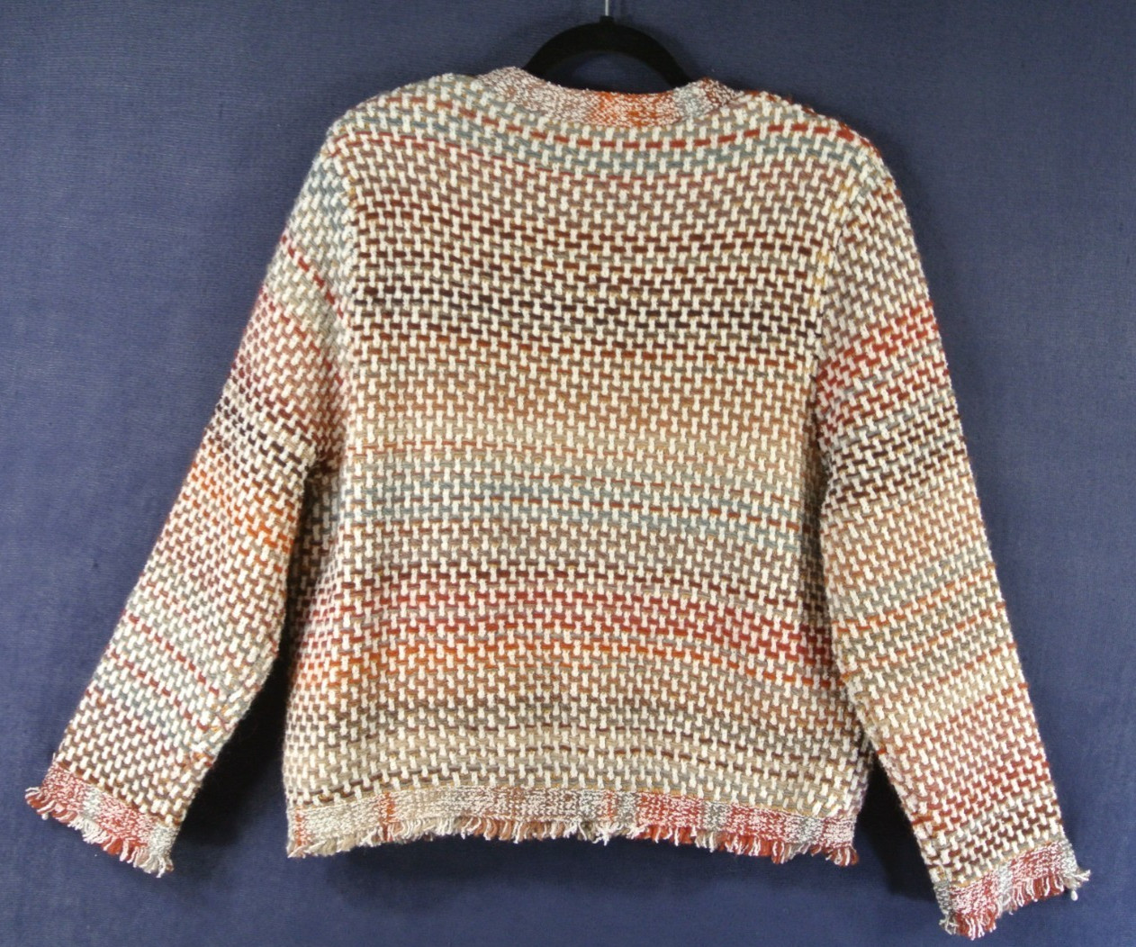 NEW, VERONICA BEARD Sariyah Fringe Knit Jacket in Desert Khaki Sz XL #T3994