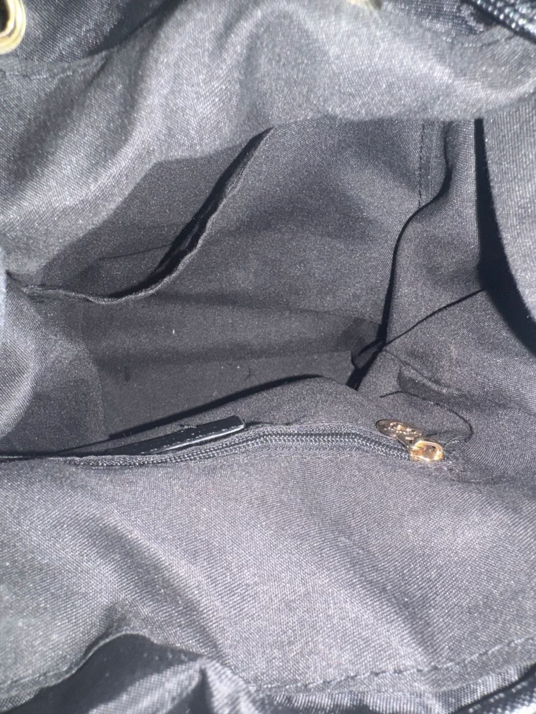 Valentino Orlandi Black Nylon Backpack Gold Hardware Drawstring Bag