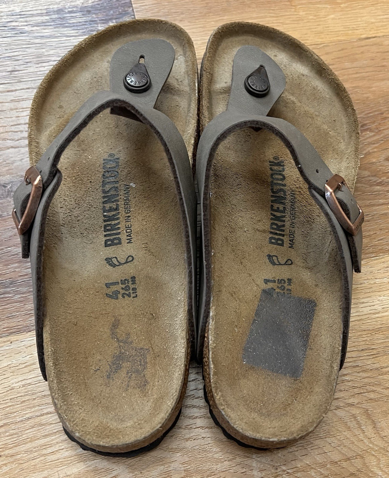 Birkenstock Gizeh Birko-Flor Nubuck Brown Flip Flop Sandals 41 10 Ladies 8 Mens
