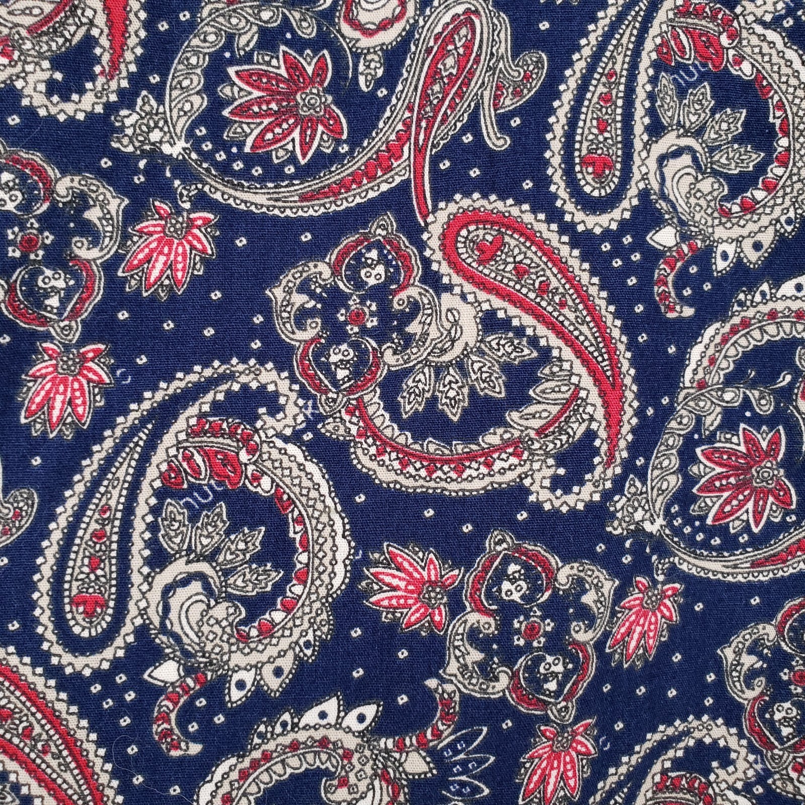 Cremieux Button Up Shirt Mens XL Blue Premium Denim Long Sleeve Paisley Collared