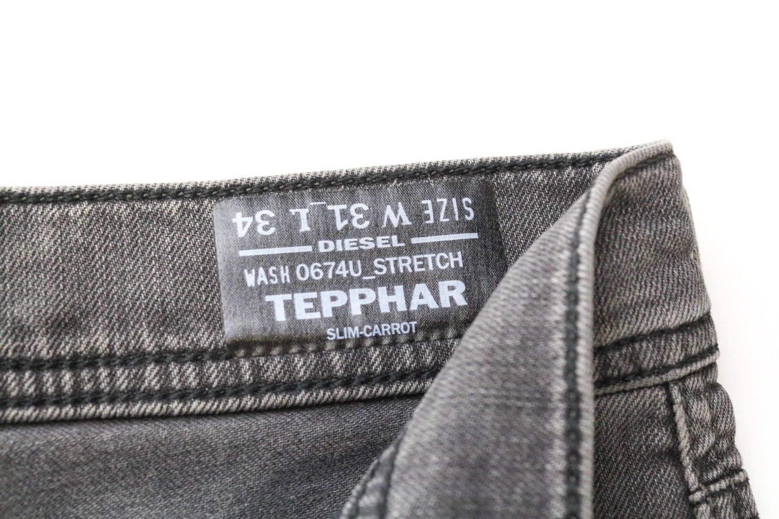 DIESEL D.N.A. Tepphar 0674U Men Jeans W31/L34 Slim Carrot Grey Cotton Stretch *