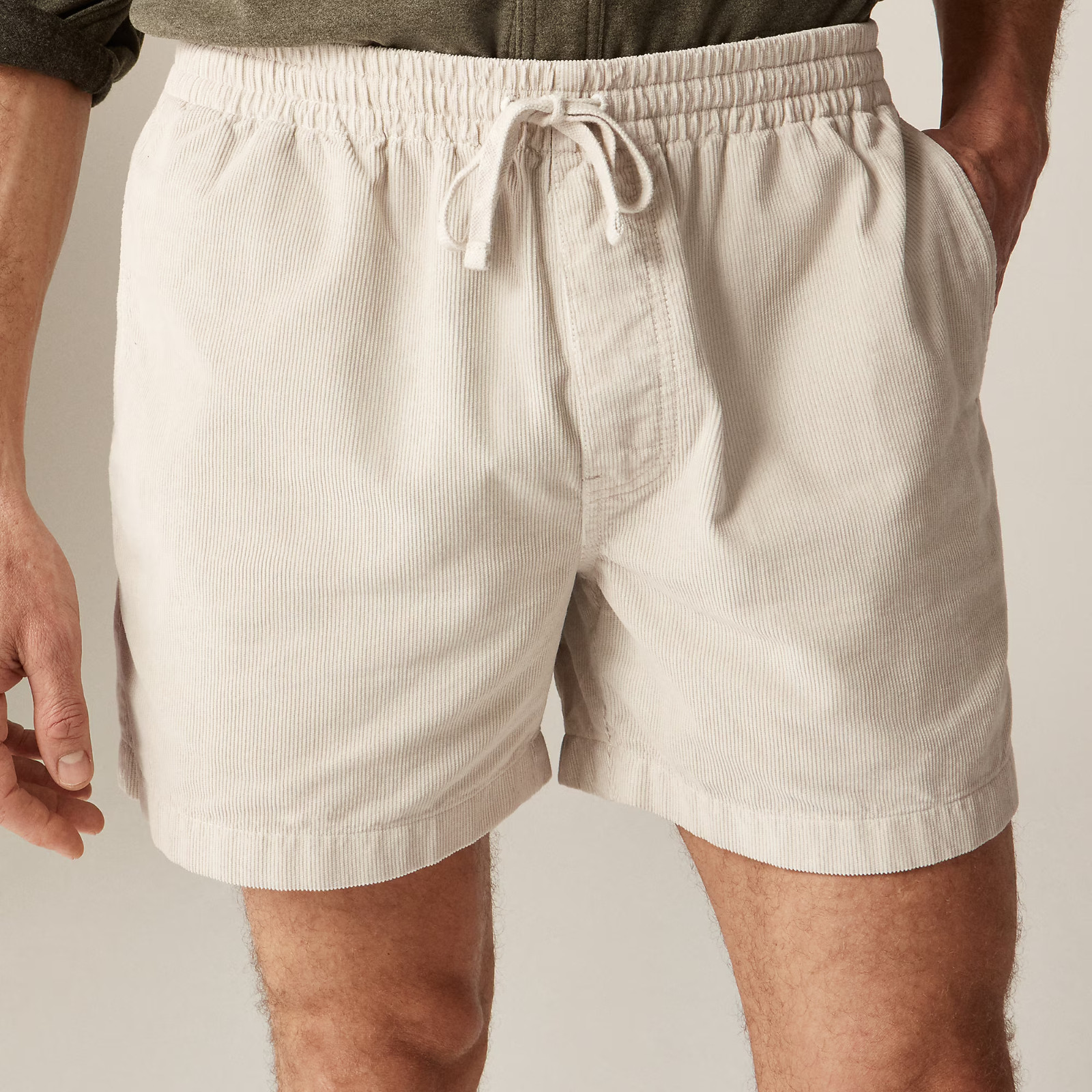 J.CREW Men’s Large Corduroy Drawstring Short Stone 5″ Elastic Waist Shorts NWT