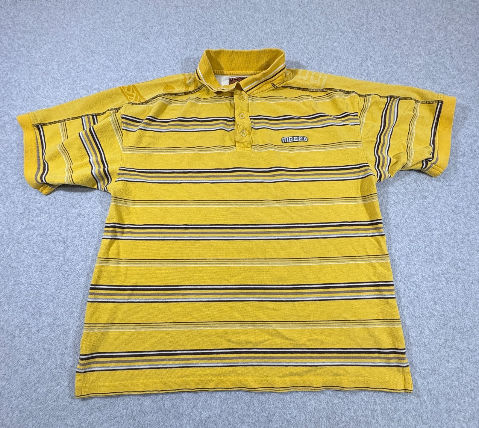 Vintage Mecca Shirt Mens XXL Yellow Striped Y2K 90s Streetwear Hip Hop