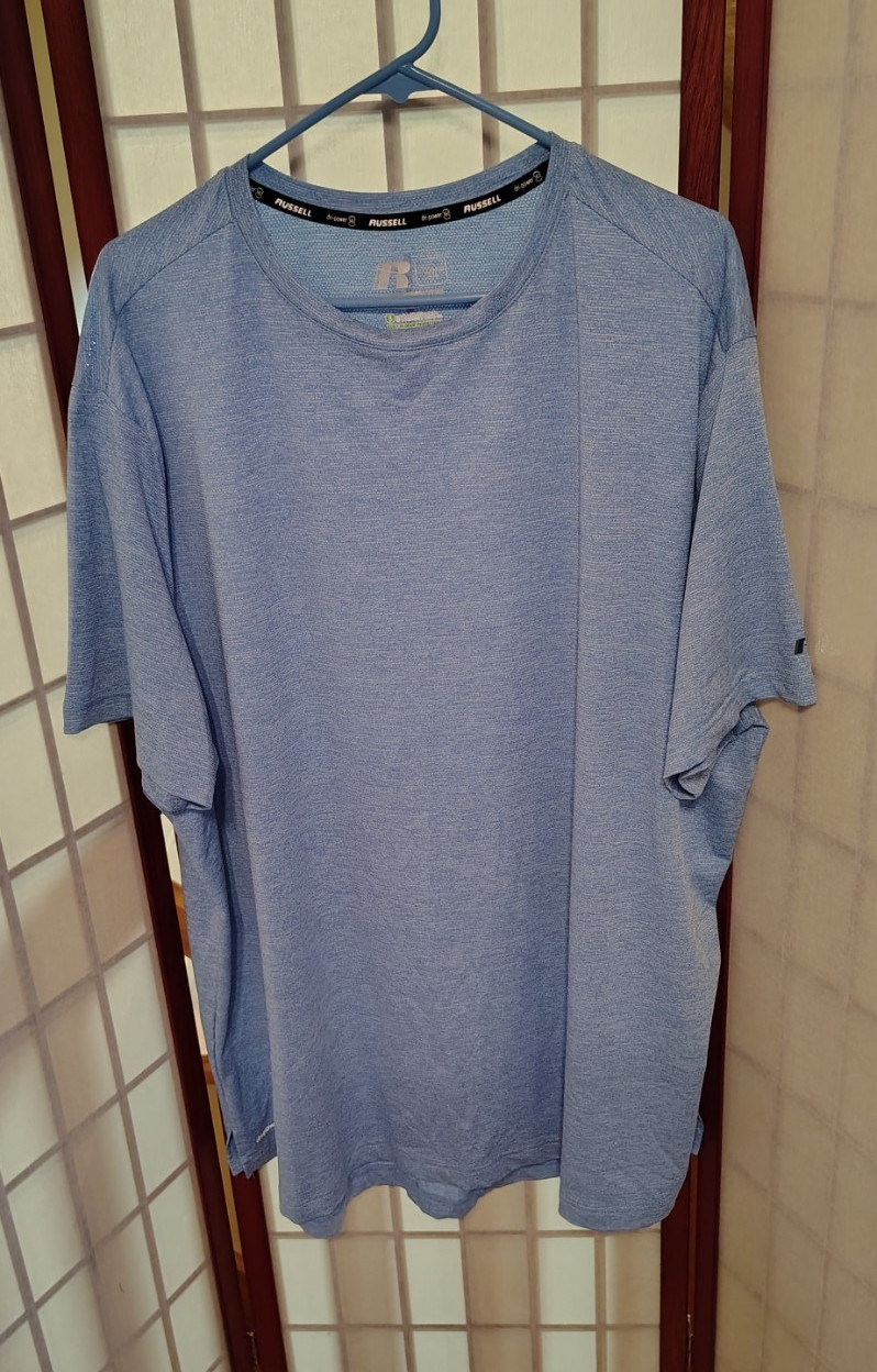 Russell Dri-Power 360 Tee Men’s Blue Short Sleeve Crew Neck Training Fit 3XL
