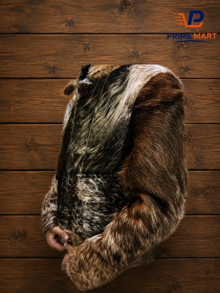 Men’s Real Cowhide Leather Jacket Hair-On Fur Natural Cow Skin Western jacket