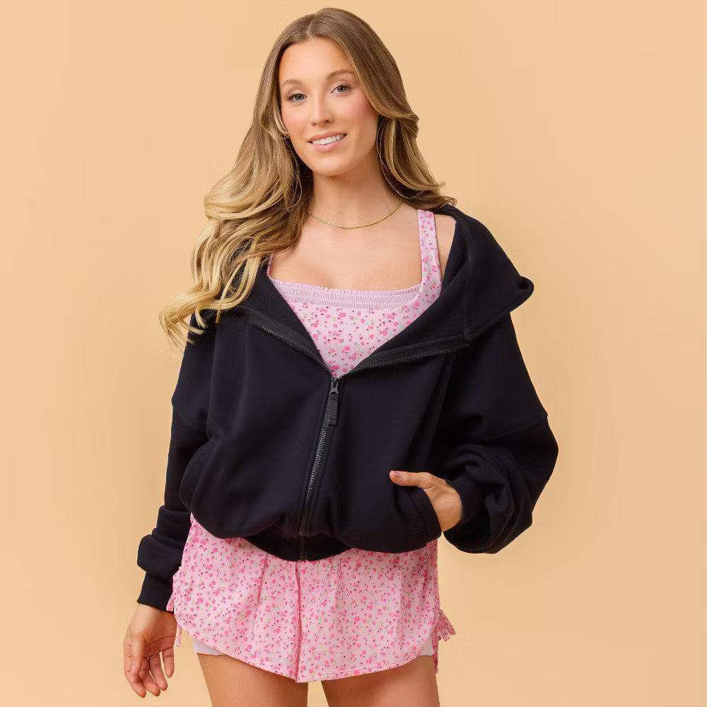 Blogilates Women Mommy & Me Marshmallow Full Zip Hooded Sweatshirt – Dark