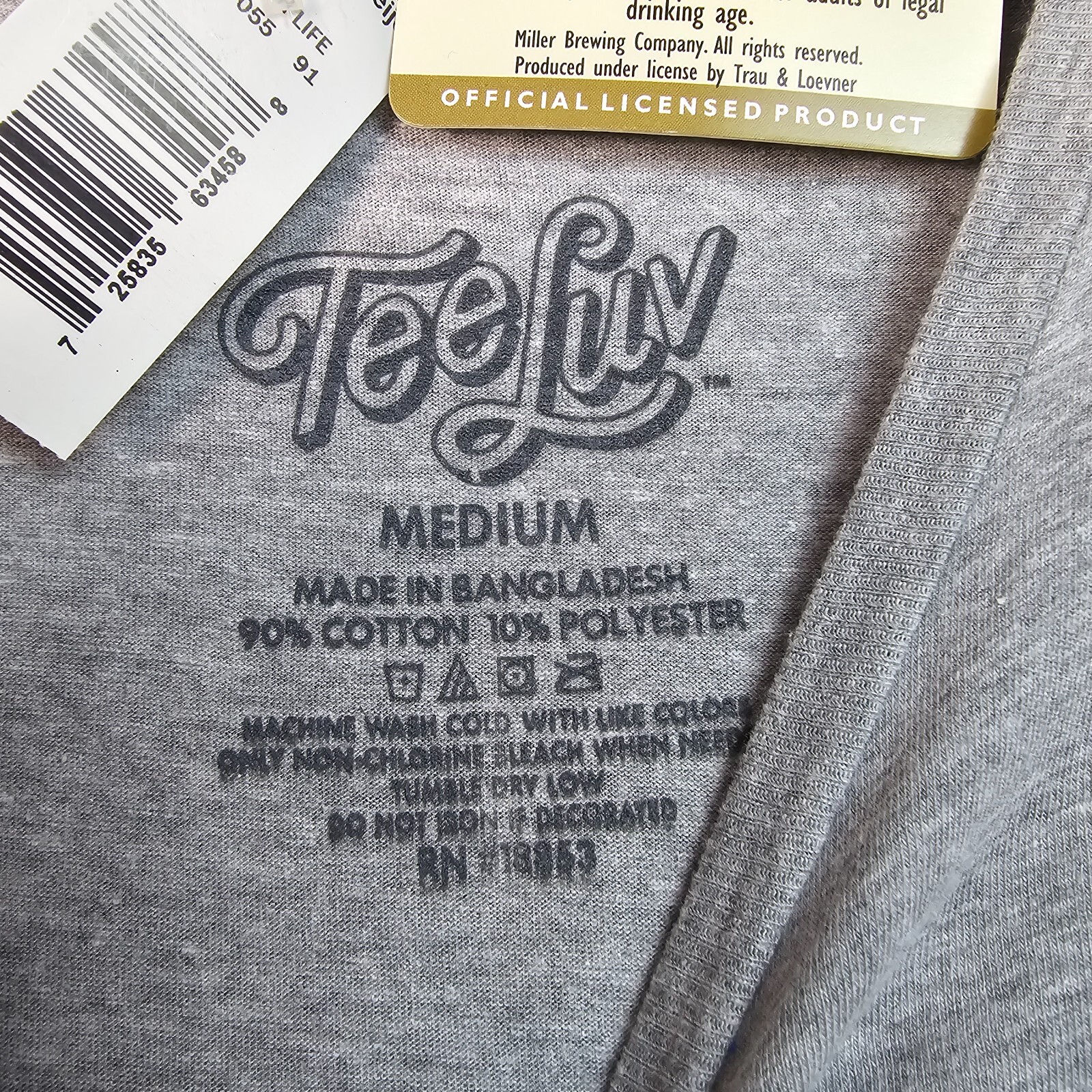 Miller High Life Beer Shirt Mens Medium Gray Brew Vintage Label Draft Biker NWT
