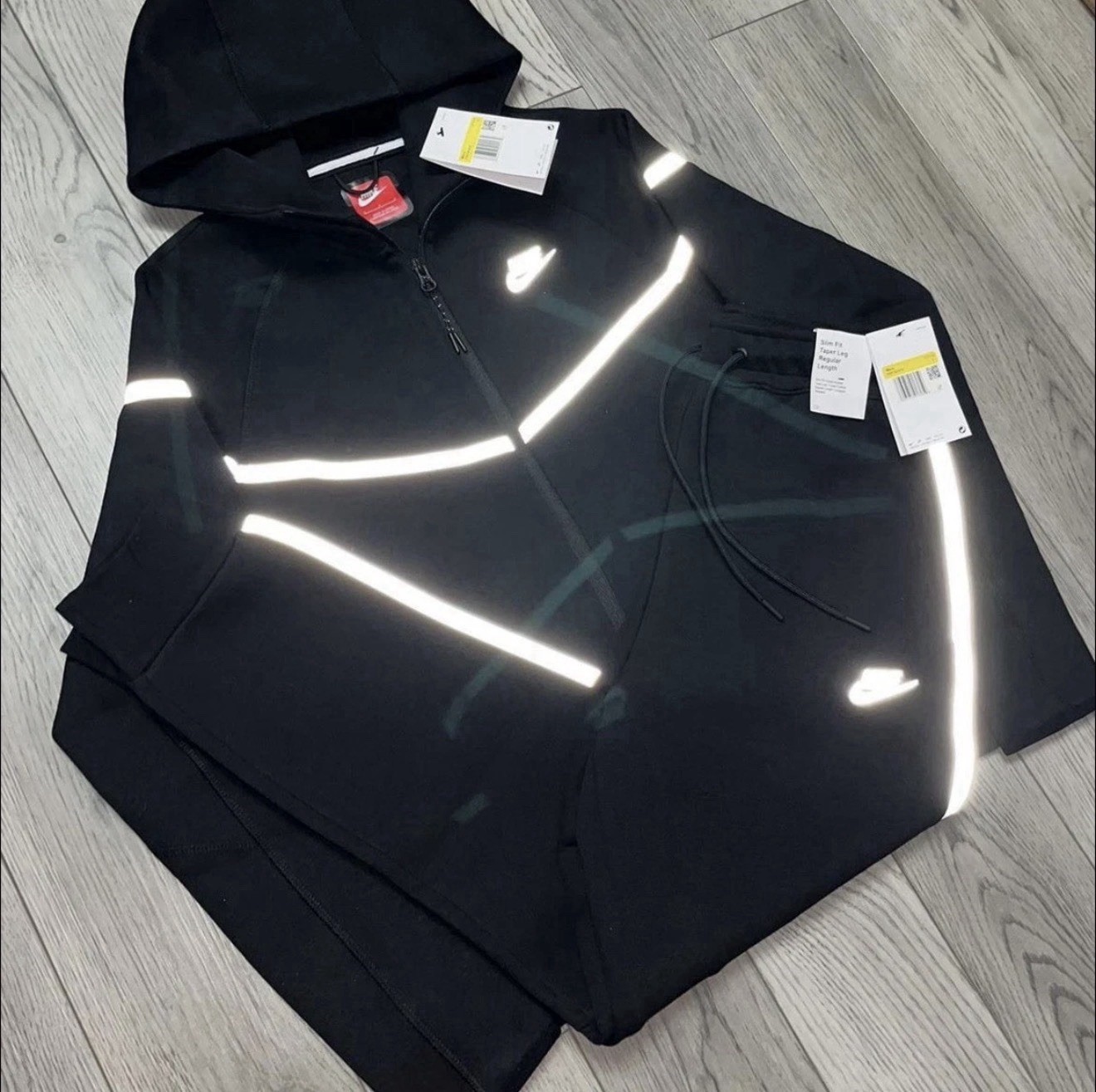 Nike Tech Fleece Black Reflective 2-Piece Set Tracksuit Medium