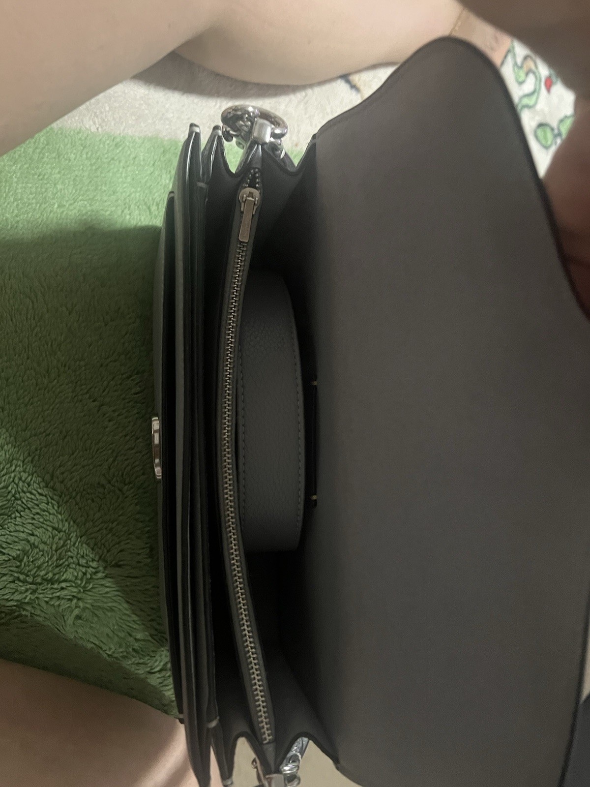 Coach Gray Pebbled Shoulder Bag Turn-Lock & Zip Closure Detachable Strap