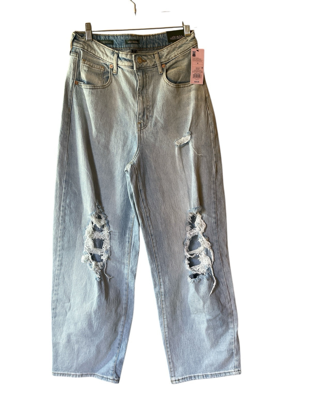 Wild Fable Women’s Super-High Rise Baggy Distressed Jeans Light Wash Size 8