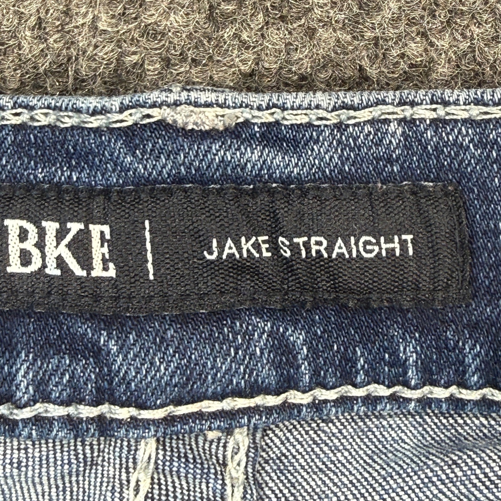 BKE Jake Straight Jeans Mens 31×34 Light Wash Denim Stretch Embroidered Pocket